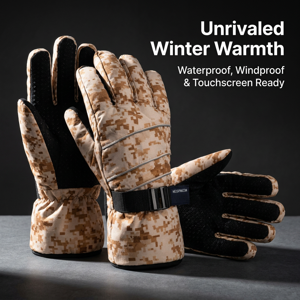 Waterproof Ski Gloves with Touchscreen for Men, Winter for Hiking, Windproof One Size