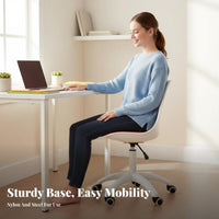 Armless Rolling Task Chair Space-Saving Office Furniture Easy to Clean for Women