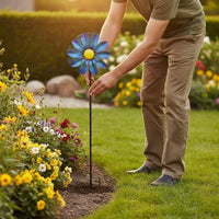 Rotating Flower Whirling Floral Ornament Colorful Metal Flower Stake