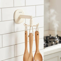 Rotating Kitchen Hook Rack Drill Installation Rotating Utensil Hanger 360° Rotation Under Cabinet Utensil Hook for Renters, Closet, Washroom