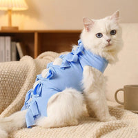 Cat Recovery Suit Full Body Neuter Suit for Cats with Ties, Post Surgery Cat Clothes with Partial Leg Coverage, Anti Licking Post-Surgery Recovery