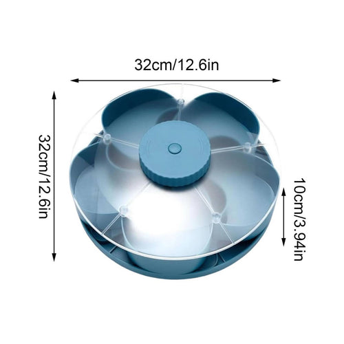 Rotating Snack Tray 5 Compartments Flower Shaped Serving Platter for Living Room, Party