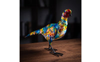 Iron Avian Sculpture Colorful Standing Bird Figurine Tabletop Decoration for Patio, Shelf