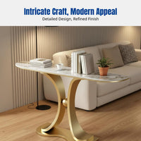 Contemporary Entryway Table, Marble Top, Metal Frame, Living Room
