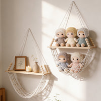 Bohemian Handwoven Wooden Bead Wall Hanging Storage Net