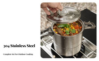Long-Lasting Stainless Steel Camping Pot Lightweight Camping Cook Set Rust Resistant for Campers, Backpackers, Picnic