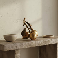 Gold Lemon Ornament Textured Surface Fruit Statue Artisanal for Bookshelf