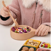 Japanese-Style Bowl Hanging Hole Deep Wooden Bowl Food-Safe Finish for Salads