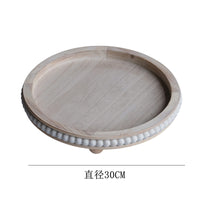 French Vintage Wooden Bead Tray Round Storage Tray