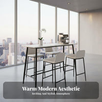 High-Top Table with Stools Light Luxury Design Bar Furniture Faux Marble surface Integrated Footrests for Homeowners, Students