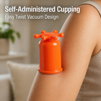 Orange Cupping Set, Manual Screw Release Vacuum Cupping Massager, Portable Synthetic Material Cups for Body Massage
