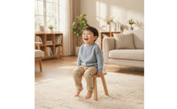 Solid Wood Kids Stool Small Wooden Stool with Tapered Legs Compact Furniture Sturdy for Toddlers, Playroom, Entryway