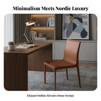 Armless Leather-Wrapped Chair Padded Seat Armless Upholstered Side Chair Rounded Corners Wear-Resistant for Home Office, Kitchen
