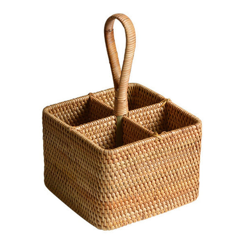Divided Wicker Basket Handwoven 4 Compartment woven Basket Divider Design