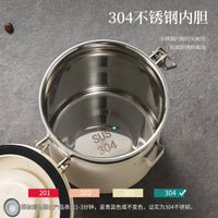 304 Stainless Steel Airtight Storage Jar with Exhaust Valve for Coffee Beans and Dry Goods, 1-2L