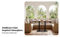Woven Booth and Chair Set Southeast Asian Design Professional-Grade Furniture Padded Seat Safeguarding Floor Glides