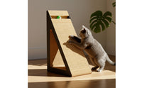 Freestanding Cat Scratching Ramp Wooden Triangular Cat Scratcher Angled Pet Supply for Indoor Cats, Kittens, Corner, Living Room, Home