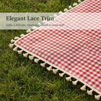 Red Plaid Picnic Blanket Outdoor Camping Mat Moisture-proof Thickened Fabric Pad