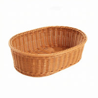 Oval Rattan Basket Woven Rattan Storage Basket Brown