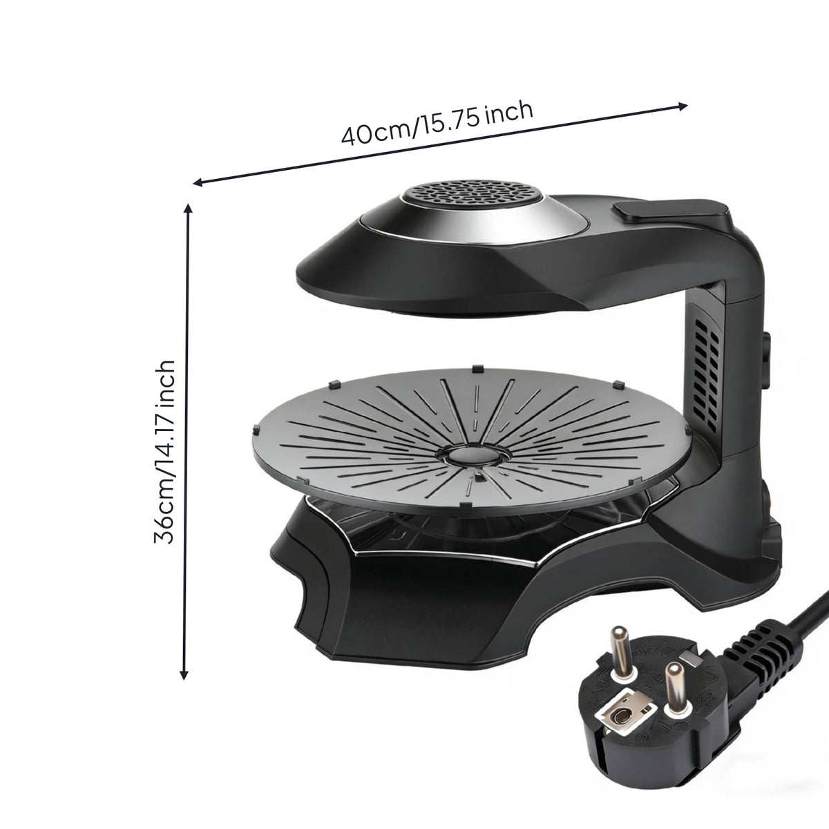 Infrared Electric BBQ Grill with Circular Plate Indoor Tabletop Grill Easy to Clean Low-Oil for Kitchen