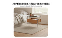 Nightstand with Storage Space-Saving Bedside Cabinet Integrated Handle for Teens