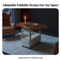 Round Rolling Storage Table Movable with casters Mobile Storage Table for Bedroom
