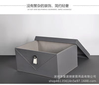 简约样板间家用软装皮扣金属收纳箱衣帽间皮质收纳盒装饰展示摆件