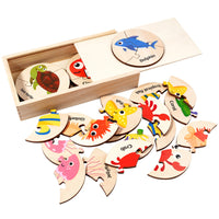 Interlocking Wooden Puzzle Set Early-Learning Puzzle with Storage Box Interactive Educational Toy Screen-Screenless for Preschoolers