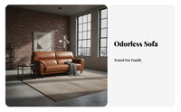 Oil-Waxed Finish Straight-Line Leather Sofa Retro Design Living Room Seating space-saving Size Couch mid-20th-centuryera Modern Aesthetic for Apartment Dwellers, Homeowners, Families, Lounge Area, Den, Home Office