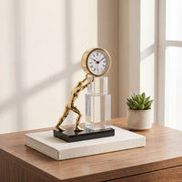 Analog Clock with Figure Modern Decorative Clock with Base Sleek for Study