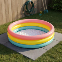 Easy to Inflate Three-Circle Kids Pool Portable Round Inflatable Pool for Outdoor, Backyard, Patio