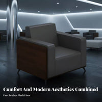 3 Piece Sofa and Table Set Nordic Design & Aesthetic Upholstered Office Sofa Contemporary Look High-Resilience Padding
