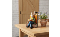 Whimsical Rabbit Reading a Book Literary Bunny Figurine Storybook Rabbit Figurine Charming for Teachers, Students, Desk, Office