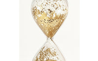 Shimmering Hourglass with Gold Glitter Elegant Decorative Hourglass Clear Tabletop Accent Aesthetic for Home Decorators, Minimalists, Living Room, Office, Study, Bedroom