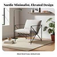 Nordic design seat paded Metal Frame Armchair Minimalist Design Accent Chair Removable and cleanable Cover Indoor Furniture Sturdy Construction for Cafe Owners, Interior Designers, Living Room, Small Apartment, Bedroom, perusing reading corner