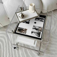 2-Tier Clear Trolley Multi-Purpose 2-Tier Clear Utility Cart Slim Profile