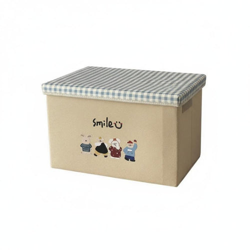 Collapsible Cartoon Print Cube with Lid Foldable Design Collapsible Lidded Box
