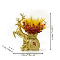 Vase with Deer Figure Gold-Toned Tabletop Decor Elegant for Entryway