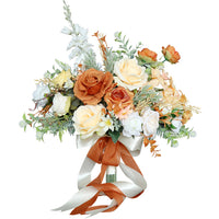 European Romantic Orange Bridal Bouquet for Wedding Photography Artificial Flowers Photo Prop Home Living Room Decor