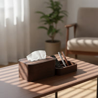 Walnut Tissue Box Solid Wood Tissue Box Holder Low-Profile for Office