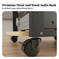 High-Fidelity Equipment Rack With Wheels Mobile Audio Component Shelf Space-Saving Multi-Tier AV Equipment Shelf for Audiophiles