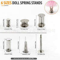 30 Pack 6 Sizes Doll Head Spring Replacement Parts Self-Adhesive Spring Base for DIY