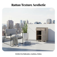 Rolling Wickerdesign Cabinet Woven Texture Wicker Organizer Universal Mobile Design Ample Storage Space for Patio Owners