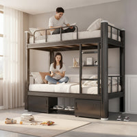Steel Bunk Bed Double-Layer Bunk Bed with Ladder Heavy Duty Furniture for Students, Dormitory, Shared Rooms