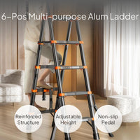 Adjustable Folding Aluminum Ladder: Multi-Functional, Anti-Slip