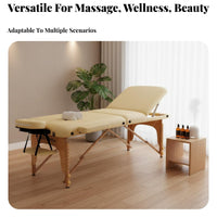 Foldable Massage Table Versatile Wooden Spa Bed Widened Design Adjustable Inking Couch for Physical Therapists, Estheticians, Medical Facility, Travel