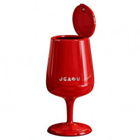 Wine Glass Trash Can Tall Stem Wine Glass Shaped Trash Can Double-Layer