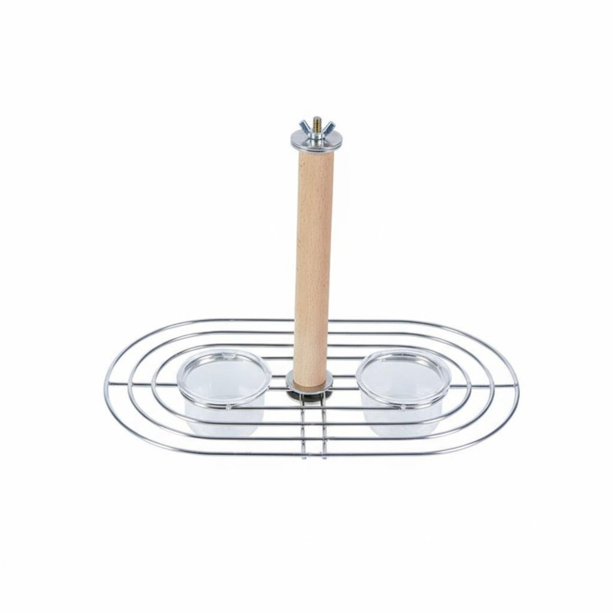 No-Mess Design Anti-Splash Bird Food Holder Easy to Clean Bird Perch with Food Bowls Long-Lasting Materials Hanging Parrot Feeder 360° Rotating for Cockatiels, Lovebirds, Small Parrots