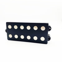 6-String Open Bass Pickup, 75mm Pole Spacing, Dual Coil, 4-Conductor Wiring