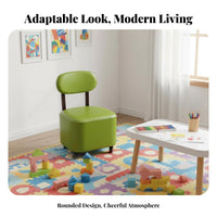 Upholstered Caster Seat with Backrest Easy to Move for Living Room, Kids, Adults